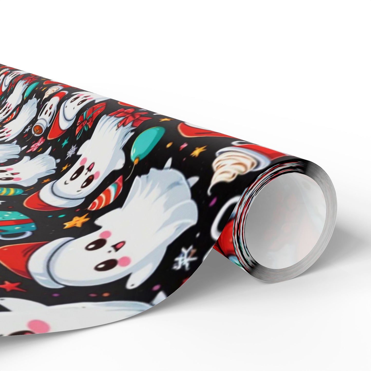 Christmas Wrapping Papers with Cute Ghosts in the Christmas Spirit