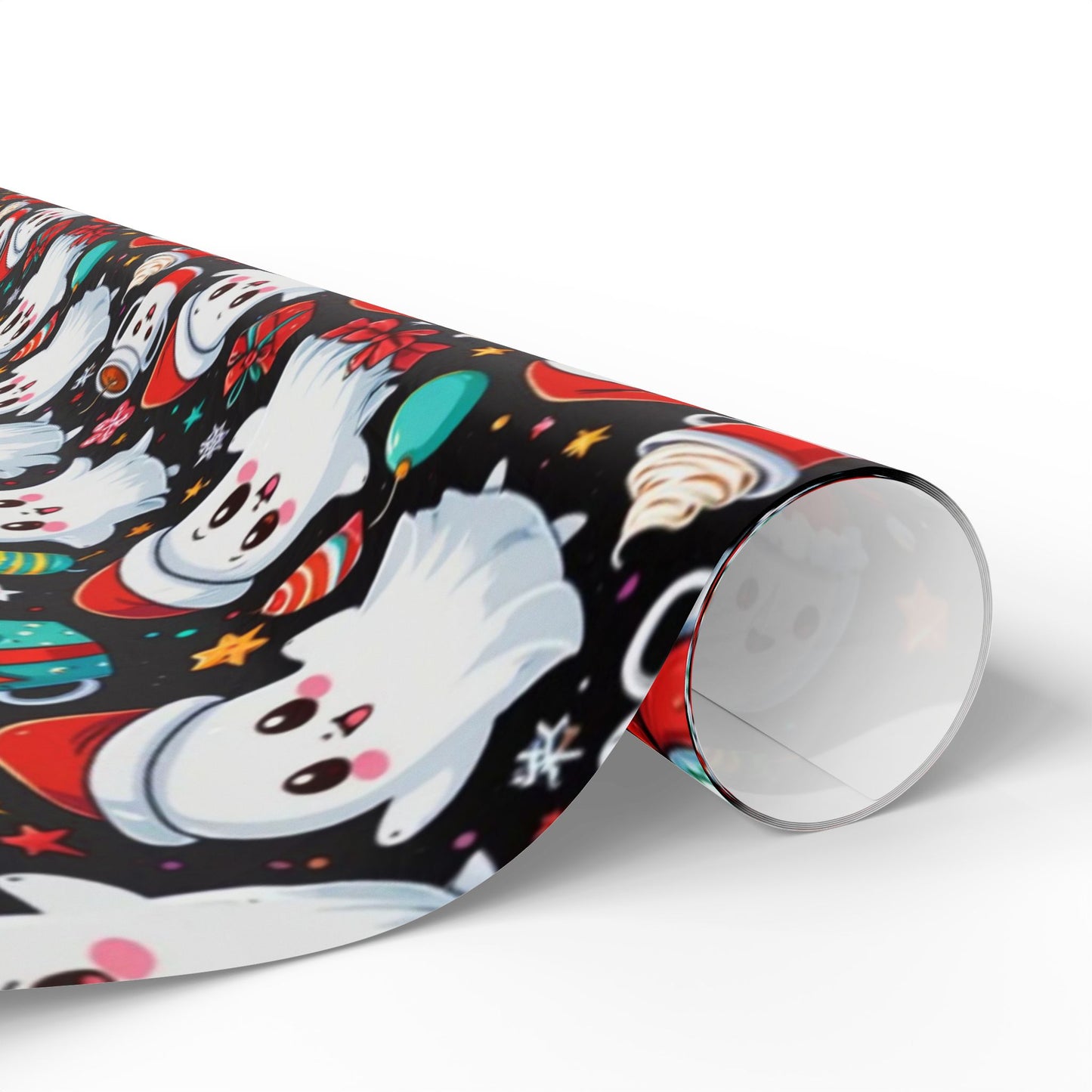 Christmas Wrapping Papers with Cute Ghosts in the Christmas Spirit