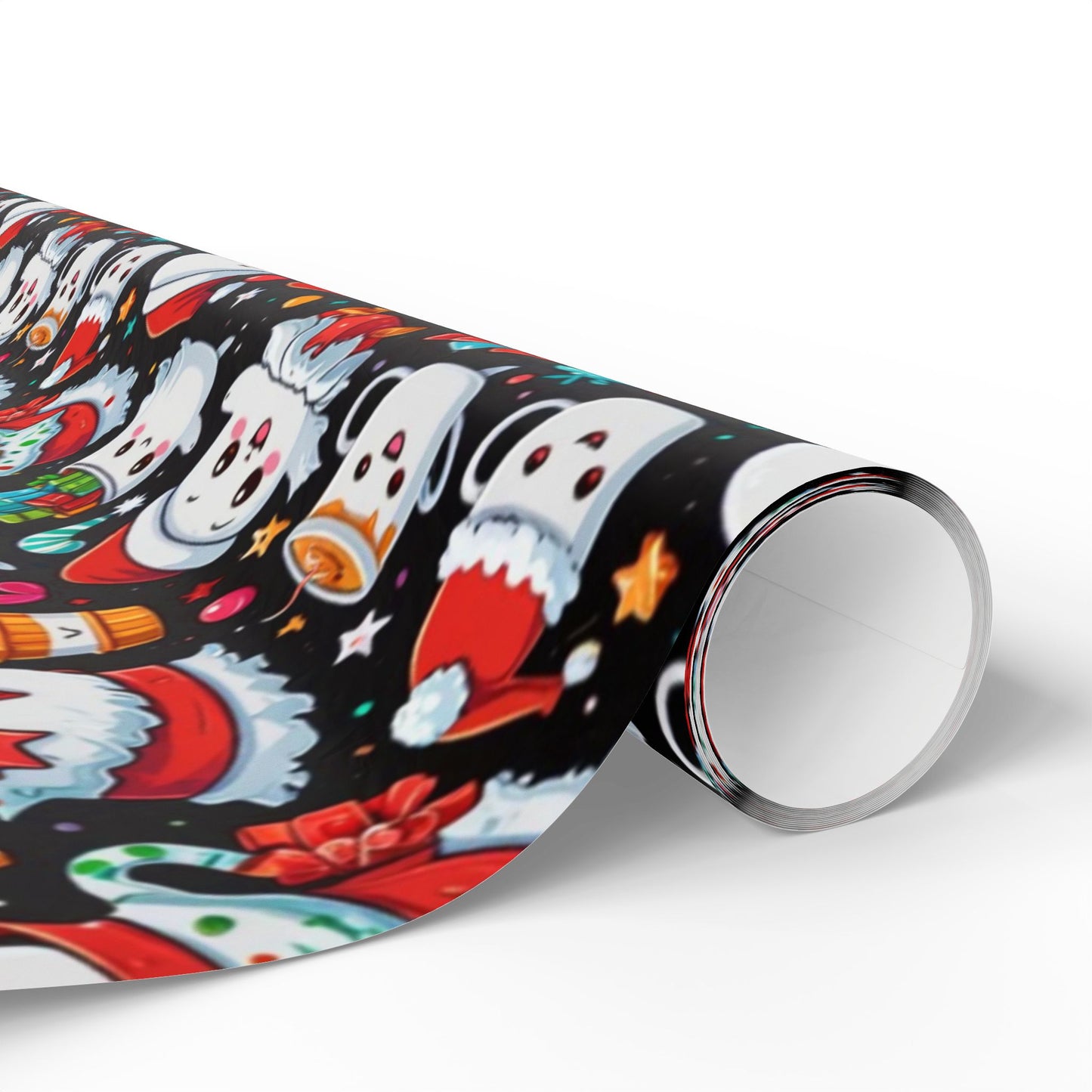 Christmas Wrapping Papers with Cute Ghosts in the Christmas Spirit