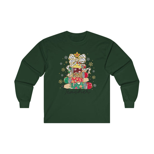 Christmas Teacher T-Shirt - Pencil Tree Holiday Tee