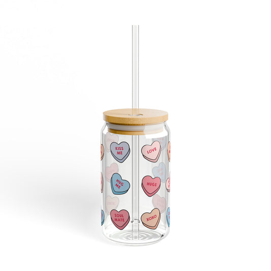 Sipper Glass, 16oz-Valentine's Day Theme