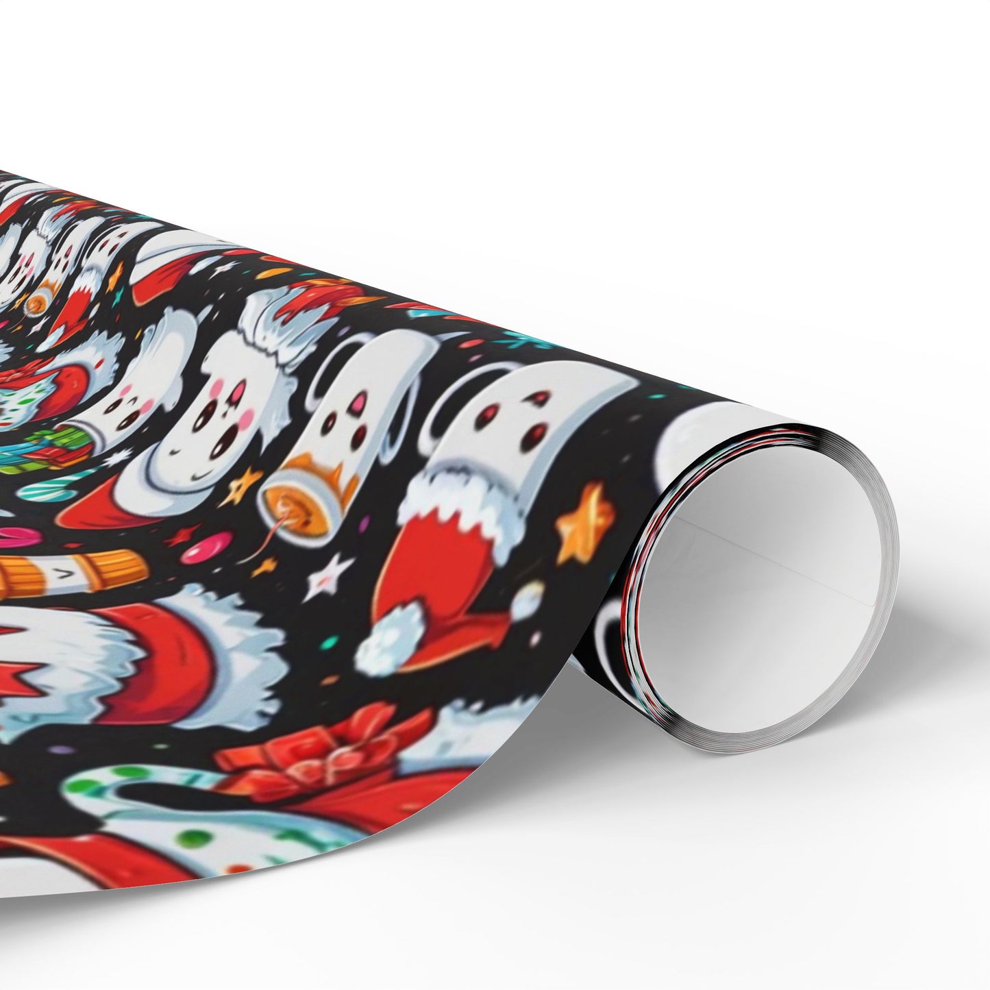 Christmas Wrapping Papers with Cute Ghosts in the Christmas Spirit