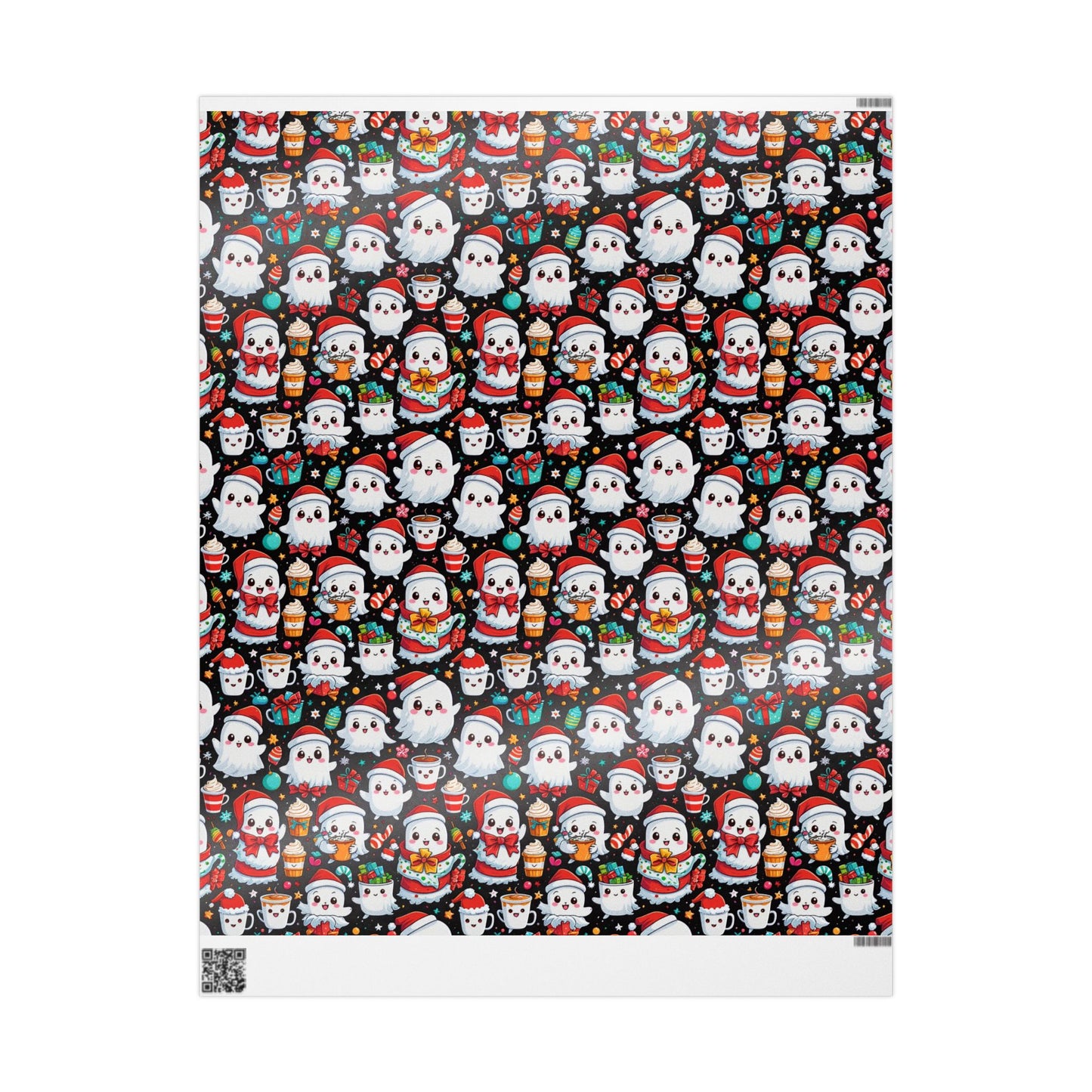 Christmas Wrapping Papers with Cute Ghosts in the Christmas Spirit