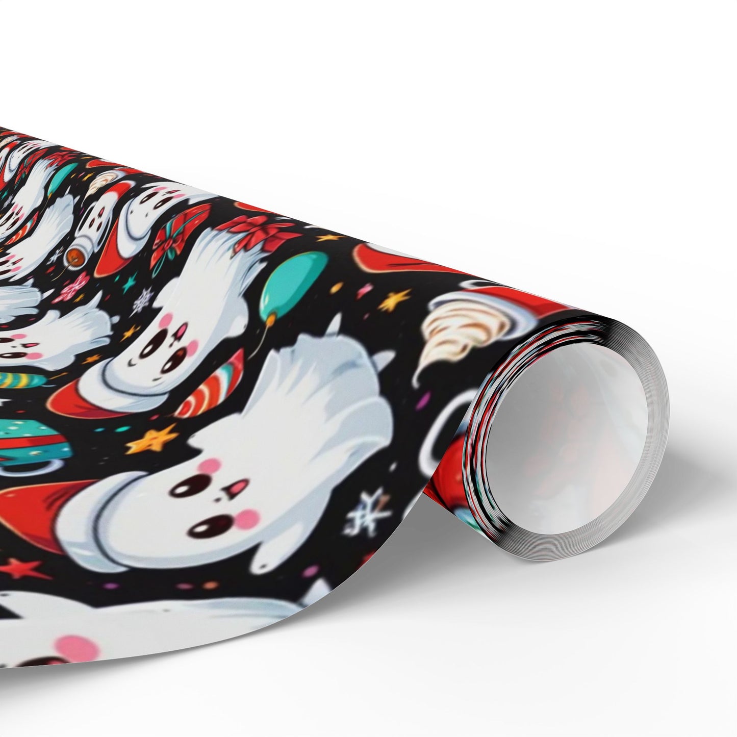 Christmas Wrapping Papers with Cute Ghosts in the Christmas Spirit