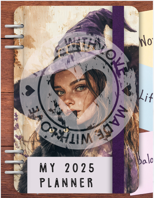 The Purple Witch Yearly Digital Planner with Hyperlinks